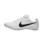 Side profile view of Nike Zoom Rival Sprint track and field sprinting shoes showing the large black Swoosh and reinforced mesh upper, FZ9663-100.