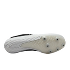 Bottom view of Nike Zoom Rival Sprint shoes highlighting the updated 3/4-length spike plate with six replaceable pin receptacles, FZ9663-100.