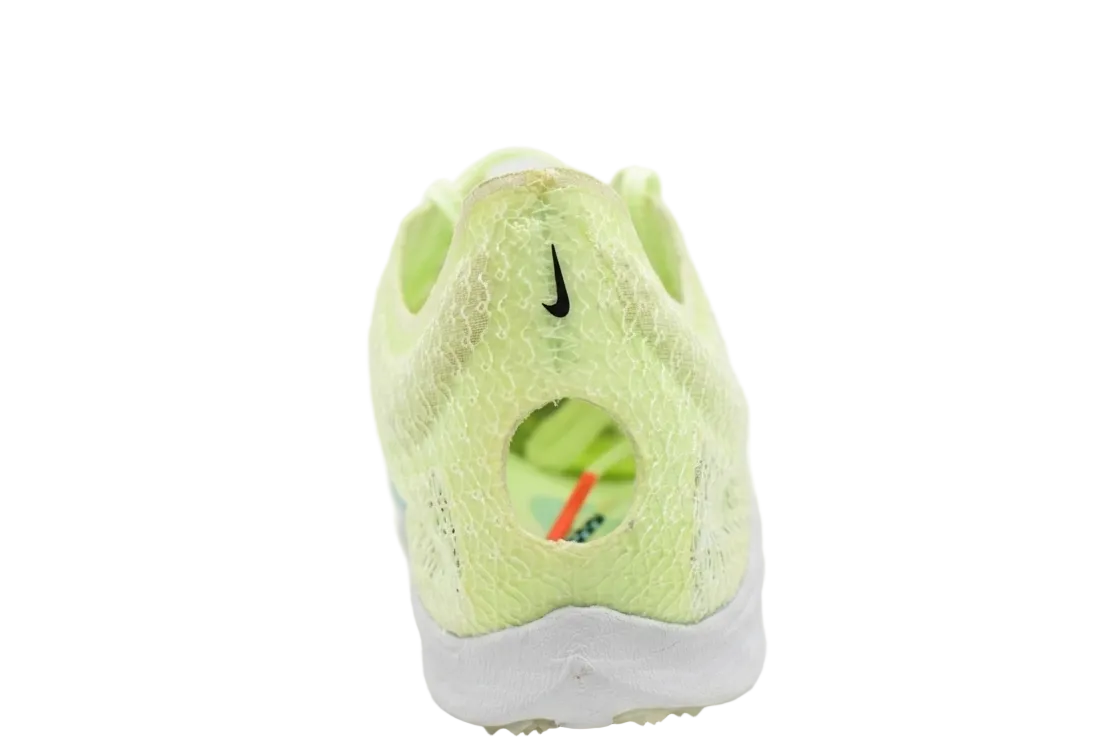  Rear perspective of Nike Air Zoom Victory CD4385-700 showing the unique heel cutout and textured Volt mesh finish.