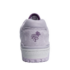 Rear view of Rich Paul New Balance 550 Forever Yours showing the debossed RP rose graphic on the heel.
