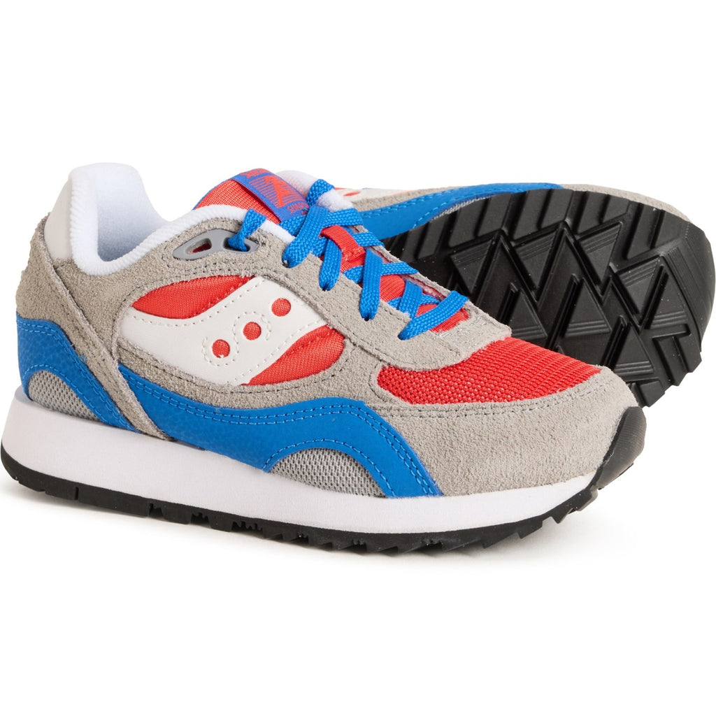 Side profile view of the Saucony Shadow 6000 Big Kid's sneaker featuring a breathable mesh and premium suede upper