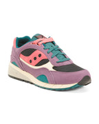 Saucony Shadow 6000 retro running shoes in Purple Multi colorway, style code S70784-1, front three-quarter view.