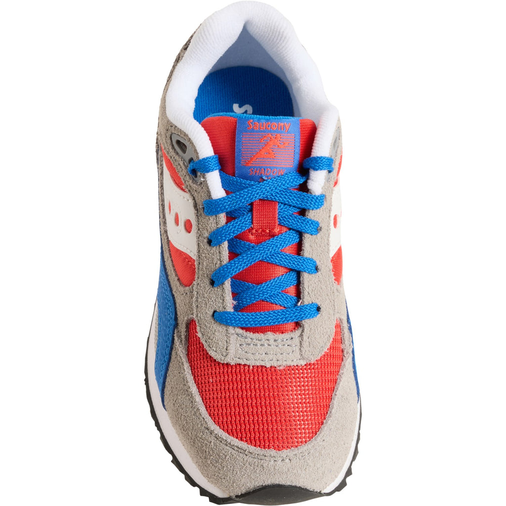Overhead view of Saucony Shadow 6000 Big Kid's shoes showing traditional lace closure and anti-stink lining.